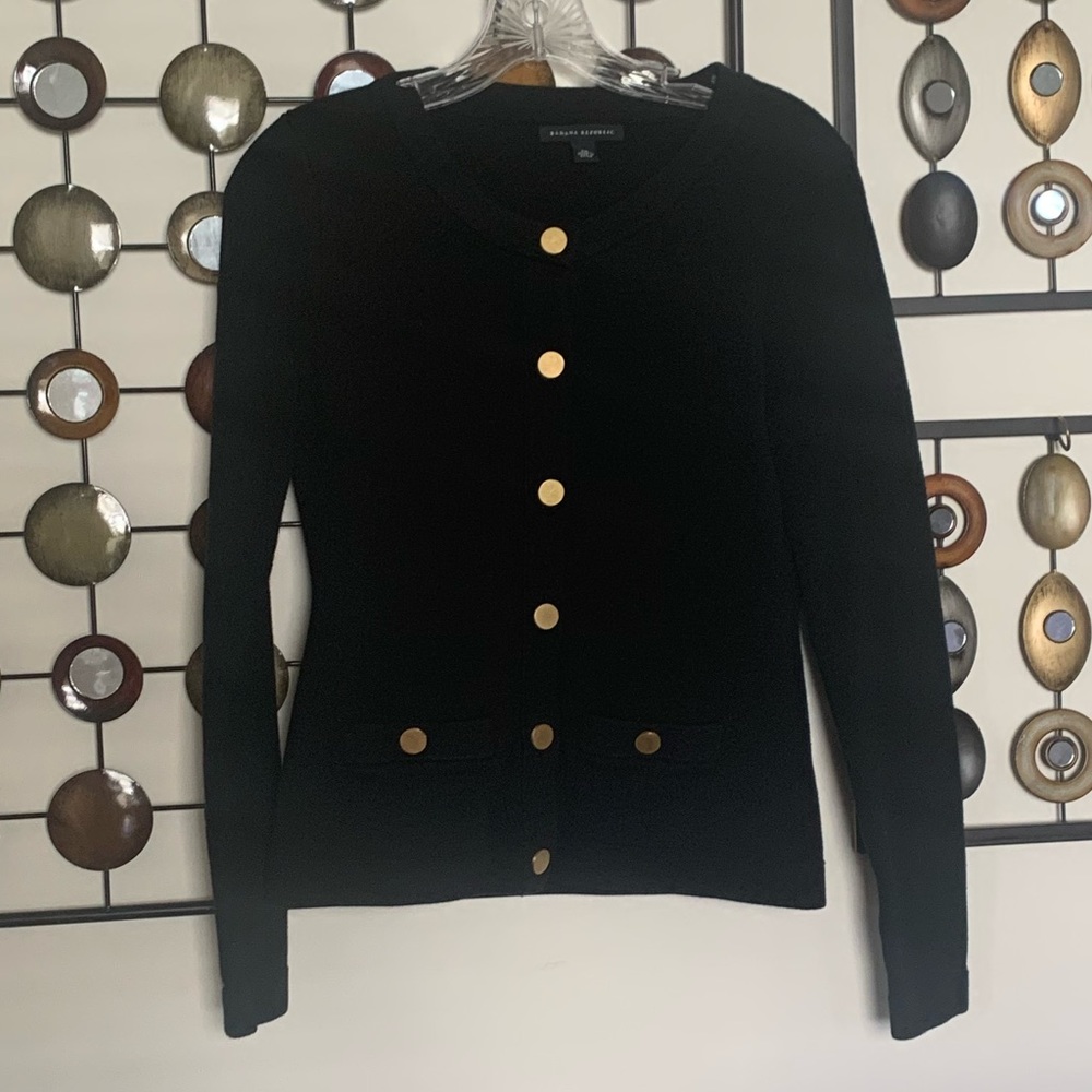 BANANA REPUBLIC black cardigan with gold buttons